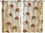 2 Panel Kitchen Cafe Curtains, Desert Sand Camel Sunlight Filtering Nature Air by Hokiten