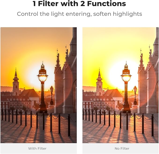 K&F CONCEPT 52mm Black Diffusion Mist 1/4 Effect & Variable ND2-400 ND Lens - Image 3