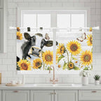 Retro Farmhouse Floral Kitchen Curtains 24 Inch Length, Small Window Curtains - Image 3