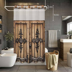Wood Barn Door No Hook Shower Curtain - Image 2