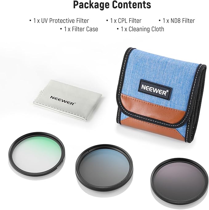 NEEWER 72mm UV/CPL/ND Lens Filter Kit, UV Protection + Circular Polarizing + - Image 8