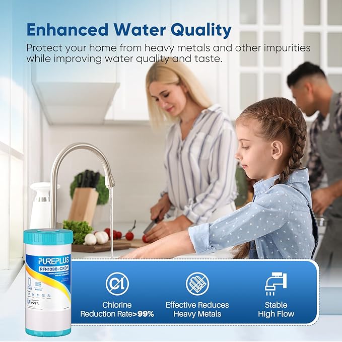 PUREPLUS 5 Micron 10" x 4.5" Whole House KDF/GAC Water Filter, Heavy Metal - Image 3