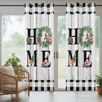 Summer Outdoor Curtains for Patio Leaves Garland Plumeria Wood Buffalo Plaid - Image 6