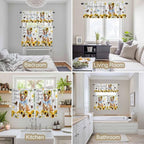 Kitchen Curtains Tiers and Valance Set of 3, Sunflowers Dog Light Filtering - Image 7
