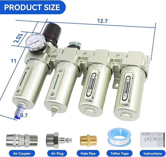 1/2" NPT Industrial Grade 4 Stage Air-Dryer-for-Compressor, - Image 2