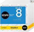 Simply 12x24x1 Air Filter, Merv 8, MPR 600, 12 Pack, Furnace Air Filter by SimplyFilters