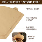 200 Count Unbleached Coffee Filters Natural Brown Cone Coffee Filter Paper - Image 5