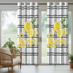 Lemon Outdoor Curtains for Patio Lemon Leaves Summer Plaid Buffalo Waterproof - Image 6