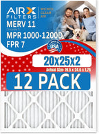 20x25x2 Air Filter MERV 11 Rating, 12 Pack of Furnace Filters Comparable to MPR by AIRXFILTERSWICKEDCLEANAIR