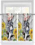 Farmhouse Tier Curtains 45 Inches Long, Watercolor Sunflowers Animals Printed by Unknown