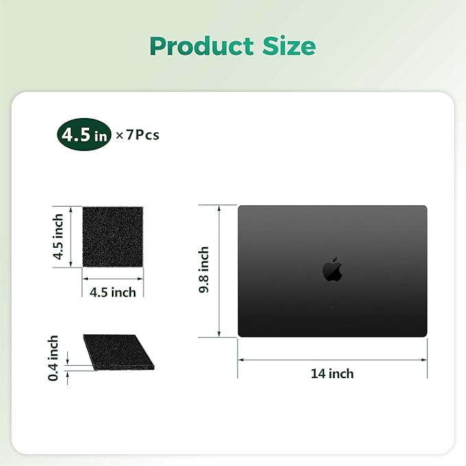 Polyurethane Activated Charcoal Filters -7 Pack 4.5 Inch Square Strong Odor - Image 2