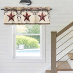 Farmhouse American Valances for Windows, Country Star Berries Vintage Wood - Image 5