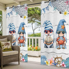 Ocean Gnome Outdoor Curtains for Patio Summer Marine Plumeria Shell Wooden - Image 5