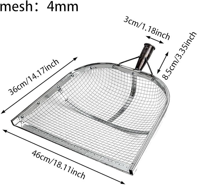 Leaking Soil Shovel Filter Stainless Steel Sieve 4mm/6mm/8mm/12mm Mesh Sifting - Image 6