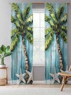 Sheer Curtains 96 Inches Long, Coastal Beach Starfish Semi Sheer Curtains Light - Image 5