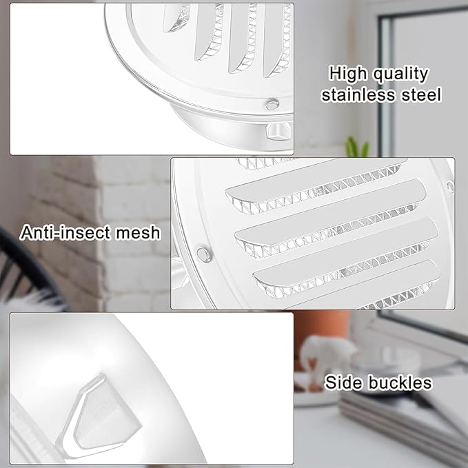 Zonon 18 Pcs Stainless Steel Soffit Vents 4 Inch Round Dryer Vent Cover - Image 4
