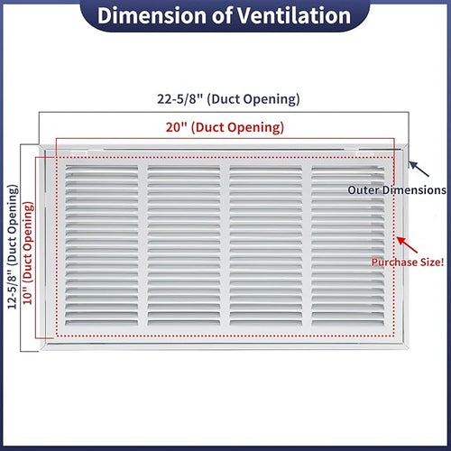 20"W x 10"H Steel Return Air Filter Grille - Image 2