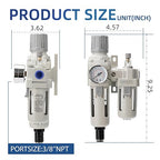 3/8" NPT Auto-Draining Air Filter Regulator Combo - Image 3