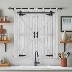 Farmhouse Wood Grain Bathroom Curtains 63 Inch Length, Window Curtains Tab Top - Image 3