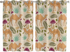 2 Panel Kitchen Cafe Curtains, Desert Camels Sunlight Filtering Nature Air by Hokiten