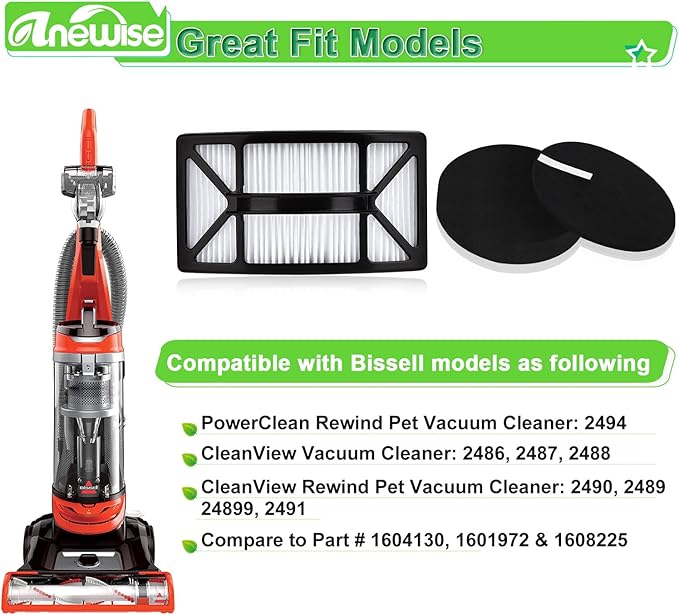 Filter Replacement for Bissell CleanView 2486, PowerClean 2494 Vacuum, Compare - Image 2