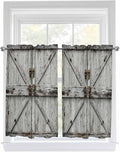 Vintage Gate Tier Curtains 45 Inches Long, Farmhouse Wooden Grain Shabby Chic by Unknown
