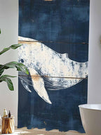 Sheer Curtains 96 Inches Long, Ocean Whale Blue Semi Sheer Curtains Light - Image 4