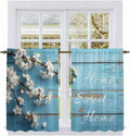 Farmhouse Wooden Grain Kitchen Curtains, Vintage Shabby Chic Flower Blue Light by Unknown