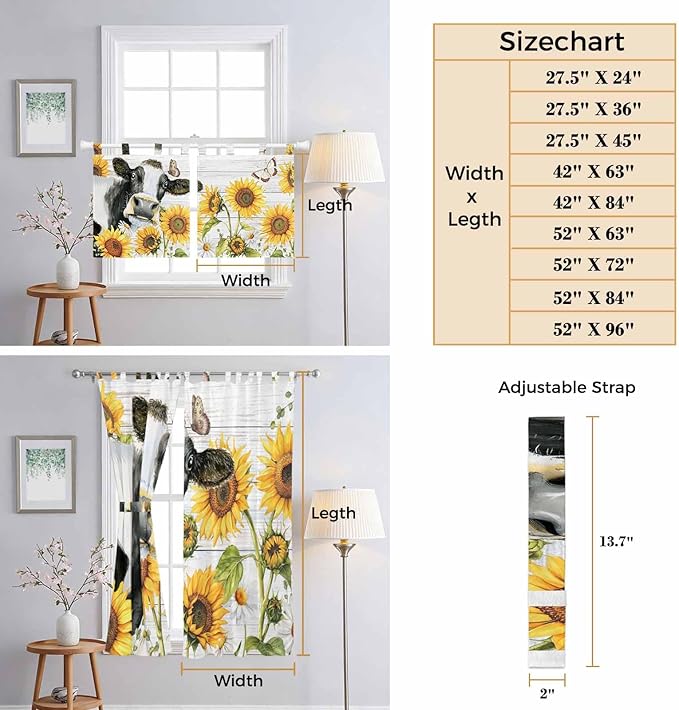 Retro Farmhouse Floral Living Room Curtains 96 Inch Length, Window Curtains Tab - Image 8