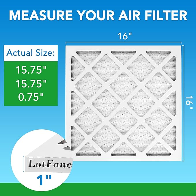 LotFancy 16x16x1 Air Filter MERV 8 4-Pack, Electrostatic Pleated Furnace & AC - Image 2