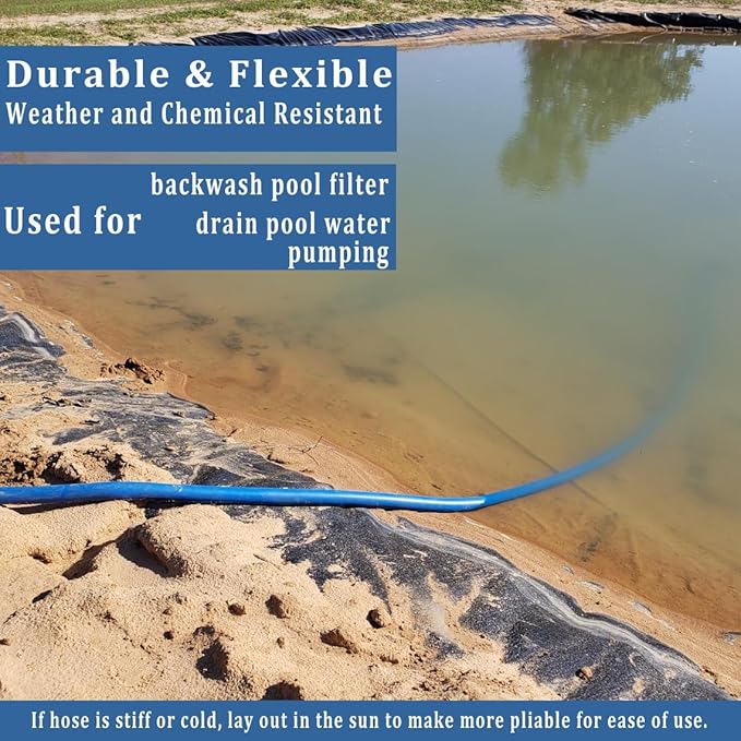 Pool Backwash Hose 2 inch × 25 ft Thicken Blue Water Discharge Pipe Lay Flat - Image 5