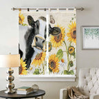 Yellow Sunflowers Bathroom Curtains 63 Inch Length, Window Curtains Tab Top - Image 2
