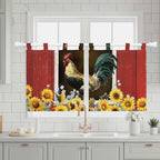 Chicken Sunflowers Kitchen Curtains 24 Inch Length, Small Window Curtains Tab - Image 3