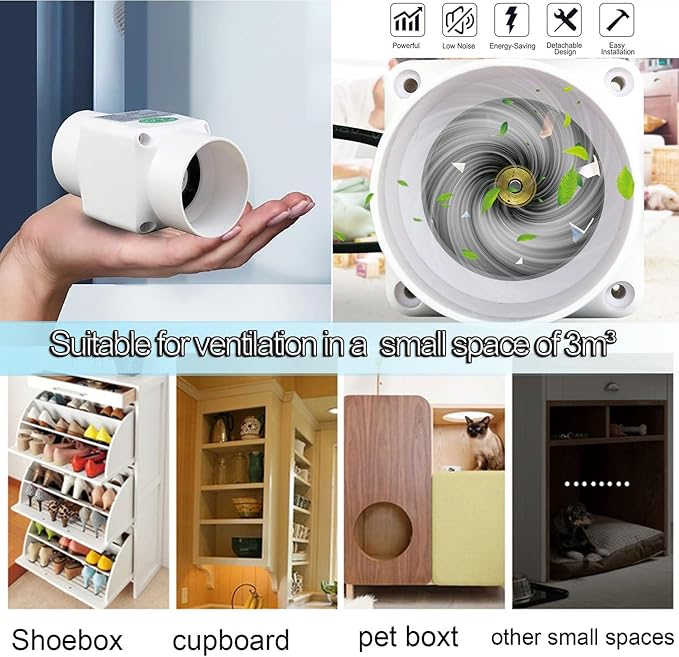 2 Inch 12V Inline Duct Fan 6W Air Vent Fan Booster Pet Indoor Vent Blower - Image 4