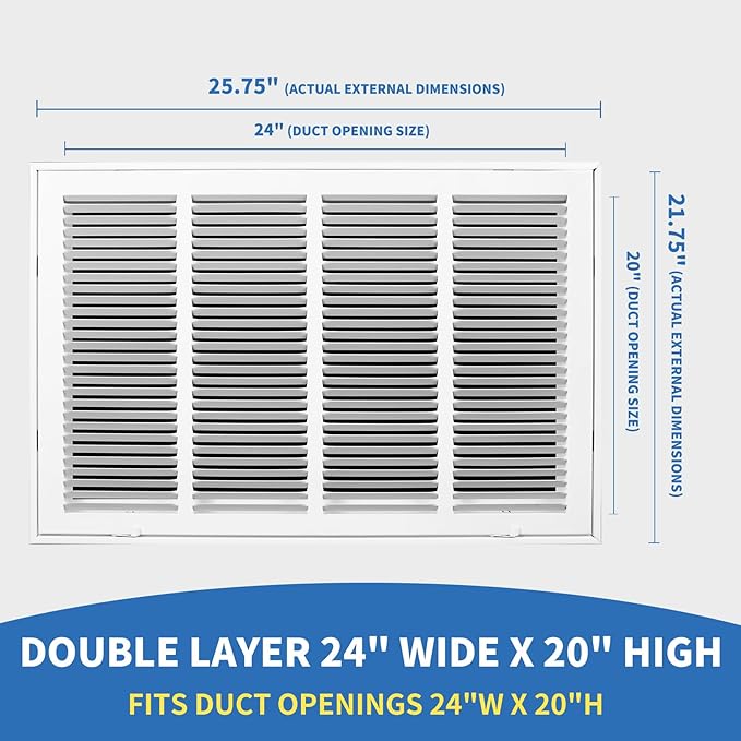 24x20 Return Air Grille, Return Air Vent Cover - Image 2