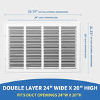 24x20 Return Air Grille, Return Air Vent Cover - Image 2