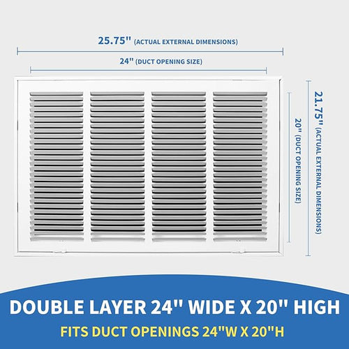 24x20 Return Air Grille, Return Air Vent Cover - Image 2