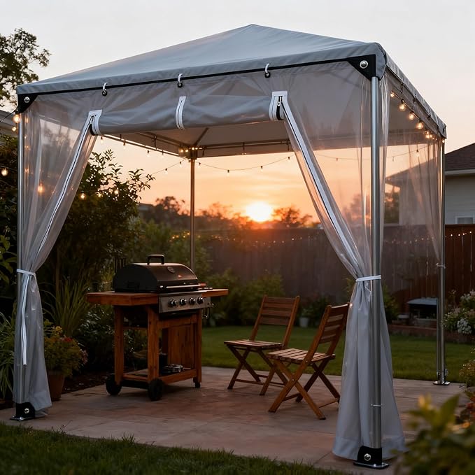 Curtain Patio Enclosure with Zippe, Heavy Duty PVC Transparent Tarpaulin Side - Image 2