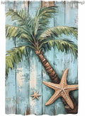 Sheer Curtains 63 Inch Length, Coastal Blue Green Tree Semi Sheer Curtains by Unknown