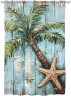 Sheer Curtains 63 Inch Length, Coastal Blue Green Tree Semi Sheer Curtains by Unknown