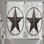 Vintage Farm Western Star Window Valance Curtains, 2 Panel by IDOWMAT
