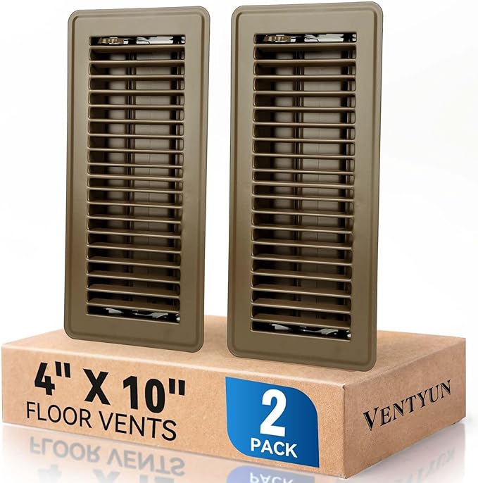 4" x 10" Floor Register Vent Covers 2-Pack, Walkable Powder-Coated Metal Vent by VENTYUN