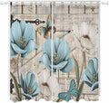 Teal Blue Tulips Living Room Curtains 96 Inch Length, Window Curtains Tab Top by Unknown