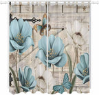 Teal Blue Tulips Living Room Curtains 96 Inch Length, Window Curtains Tab Top by Unknown