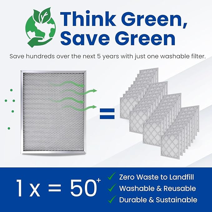 McPherson Reusable Air Filter 14x20x1 | Washable MERV 8 | Made in USA Metal - Image 2