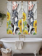 Farmhouse Bedroom Curtains 63 Inches length, Watercolor Sunflowers Animals - Image 7