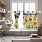 Retro Farmhouse Flower Kitchen Curtains 36 Inch Length, Small Window Curtains - Image 5