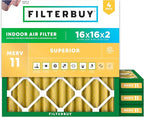 Filterbuy 16x16x2 Air Filter MERV 11 Superior Pet & Allergy Defense, by Filterbuy