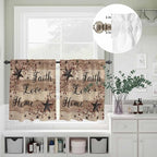 Kitchen Curtains Tiers and Valance Set of 3, Farmhouse Star Brown Light - Image 8