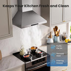 Wall Mount 30 Inch Range Hood 900 CFM, Ductless/Ducted Convertible Kitchen Hood - Image 4
